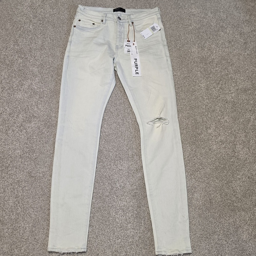 Purple Brand P001 Jeans Mens Size 30 Slim‎ Fit Distressed Light Indigo Blue $295